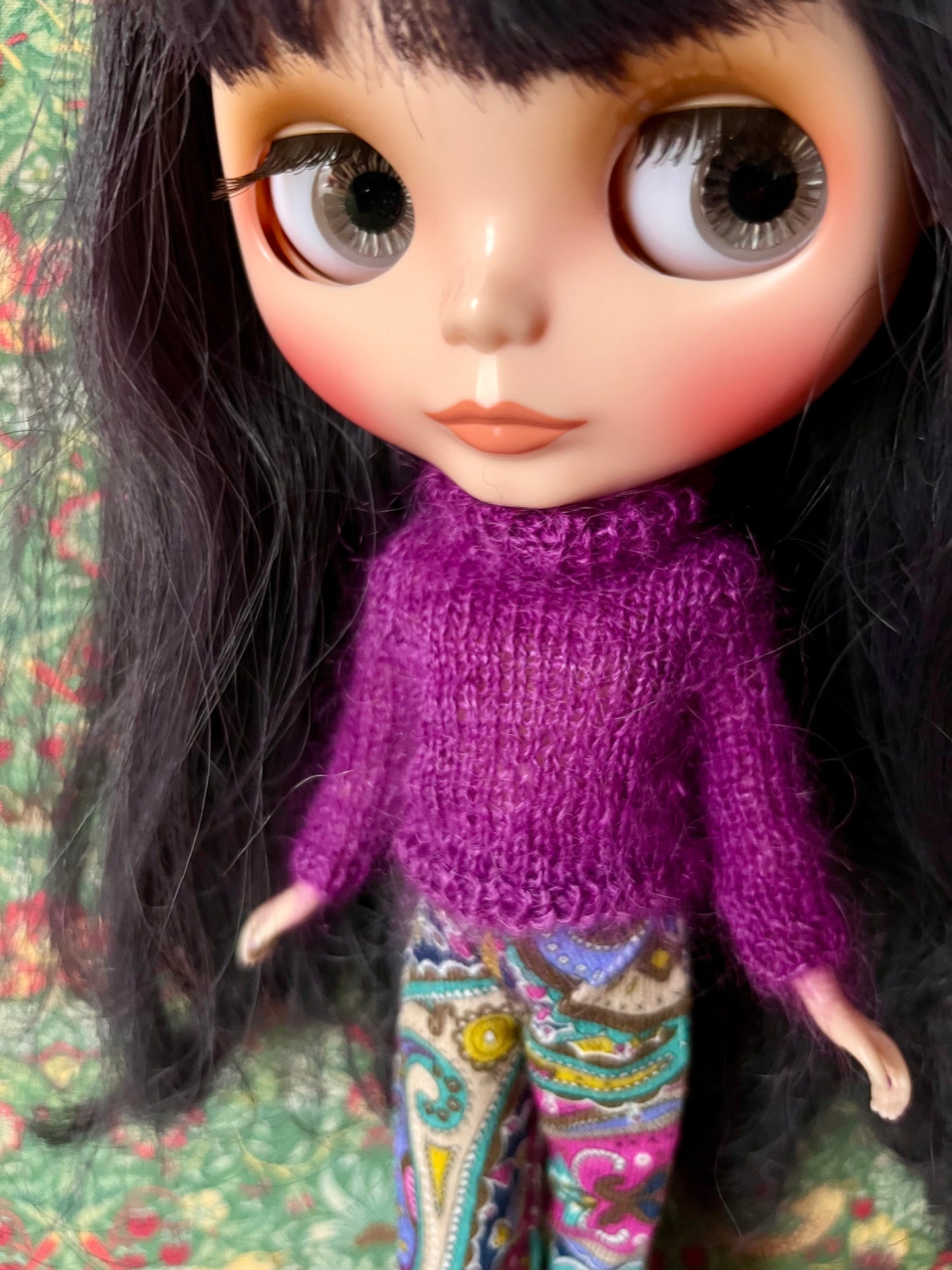 Liberty Corduroy Flared Trousers & Mohair Sweater Set for Blythe Doll