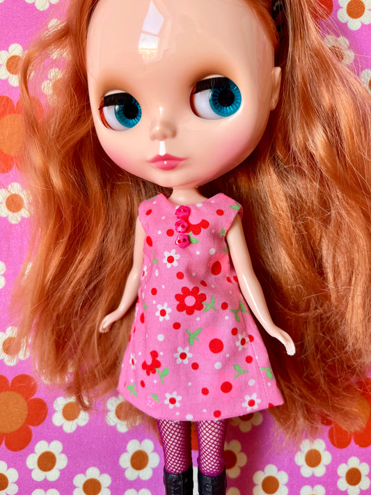 Pink Daisy Print Mod Cilla Shift dress