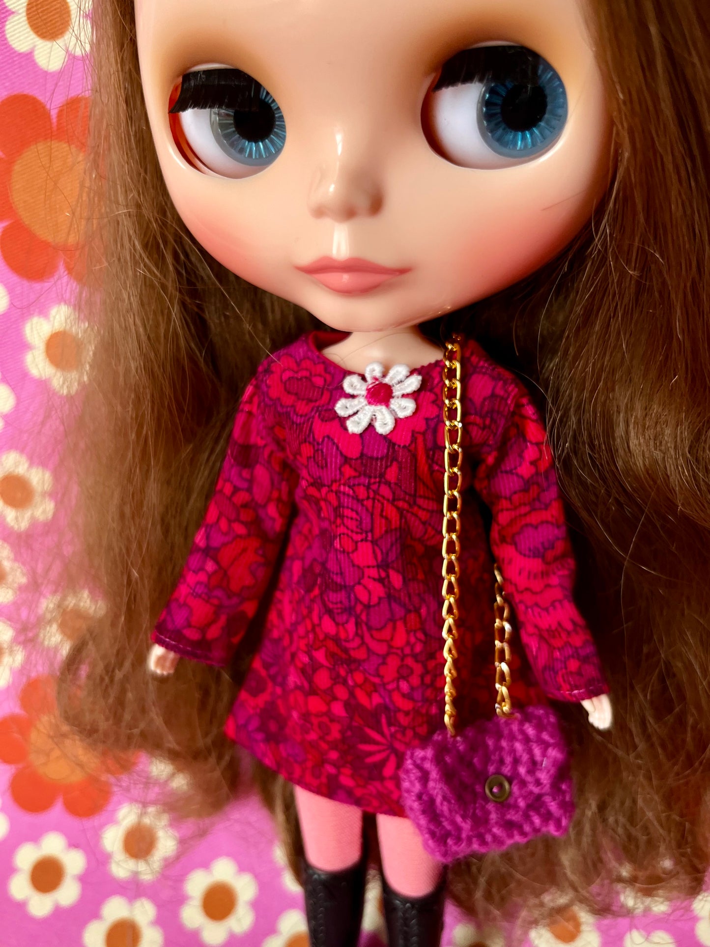 Liberty Corduroy Shift dress with sleeves & Bag which opens