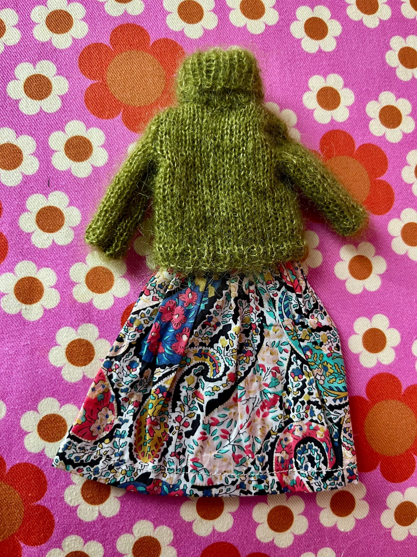 Liberty Skirt & Mohair Sweater Set for Blythe Doll