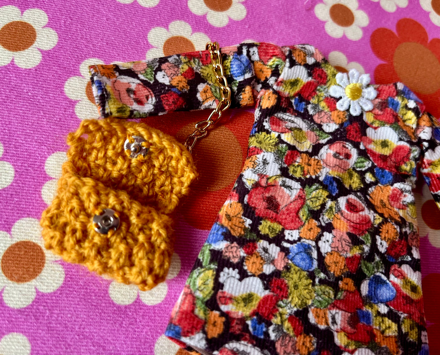 Liberty Corduroy Shift dress with sleeves & Bag which opens