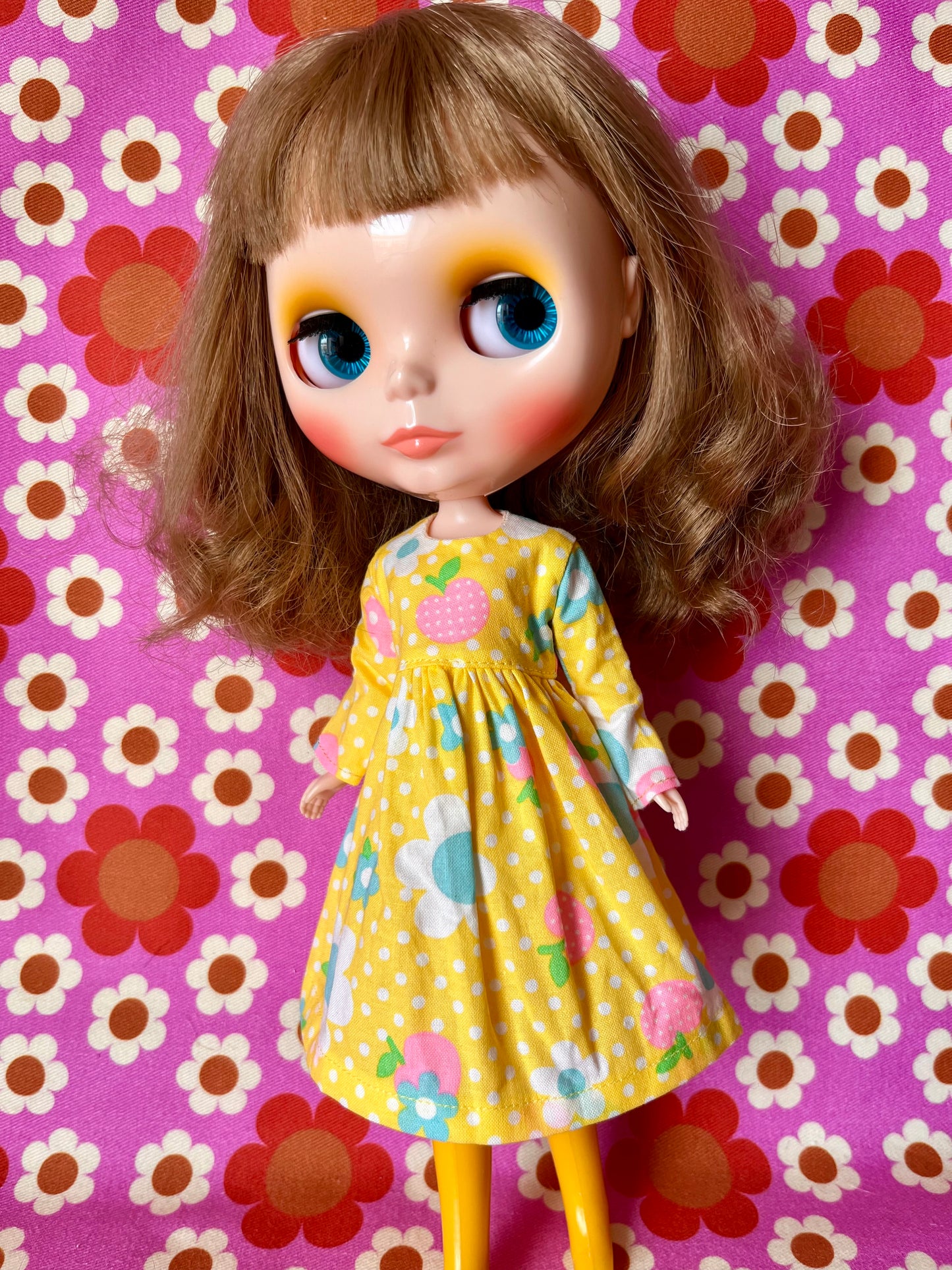 Yellow Daisy Long Sleeve Dress for Blythe Doll