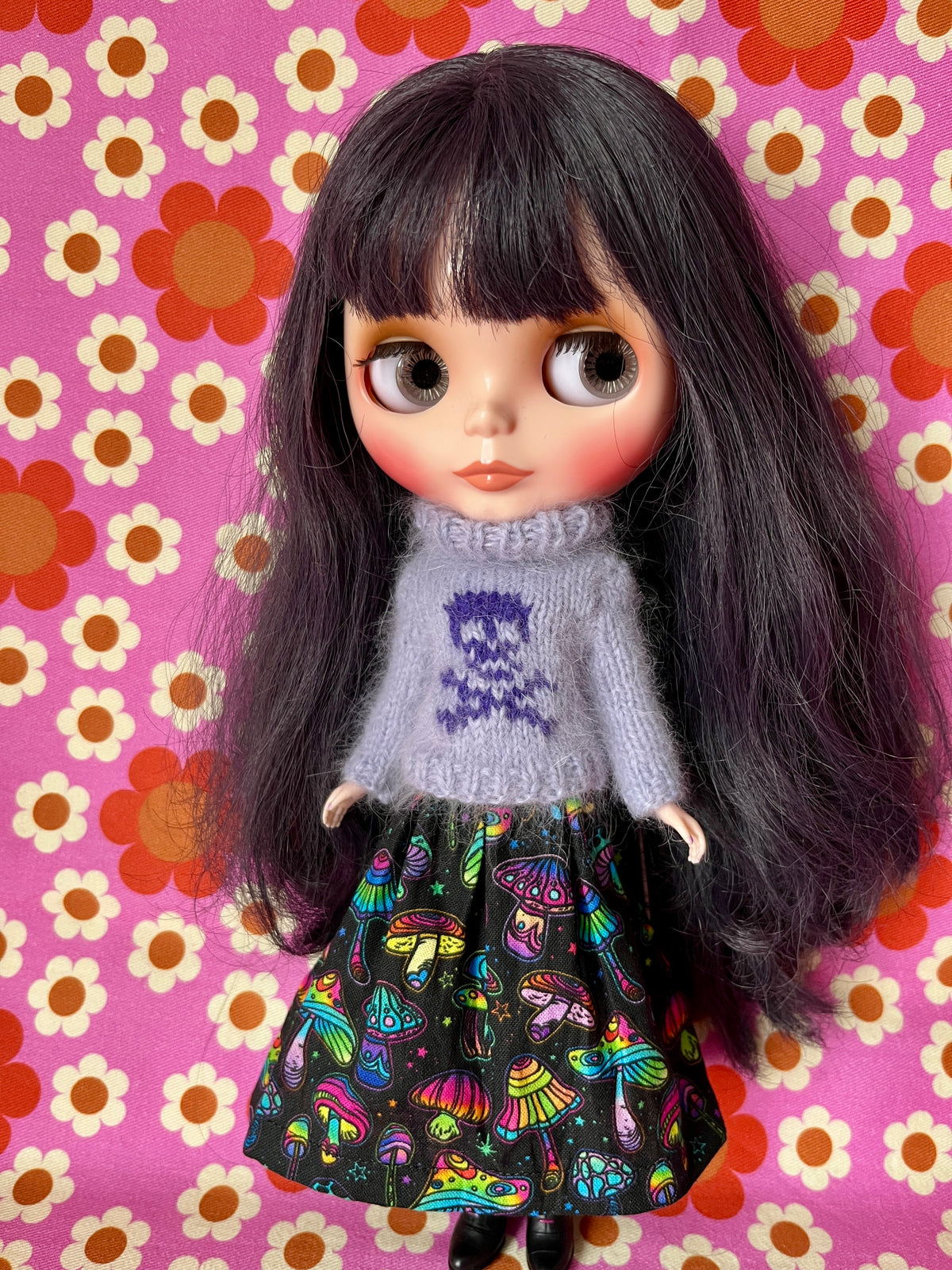 Halloween Fluffy Lilac Sweater Purple Skull
