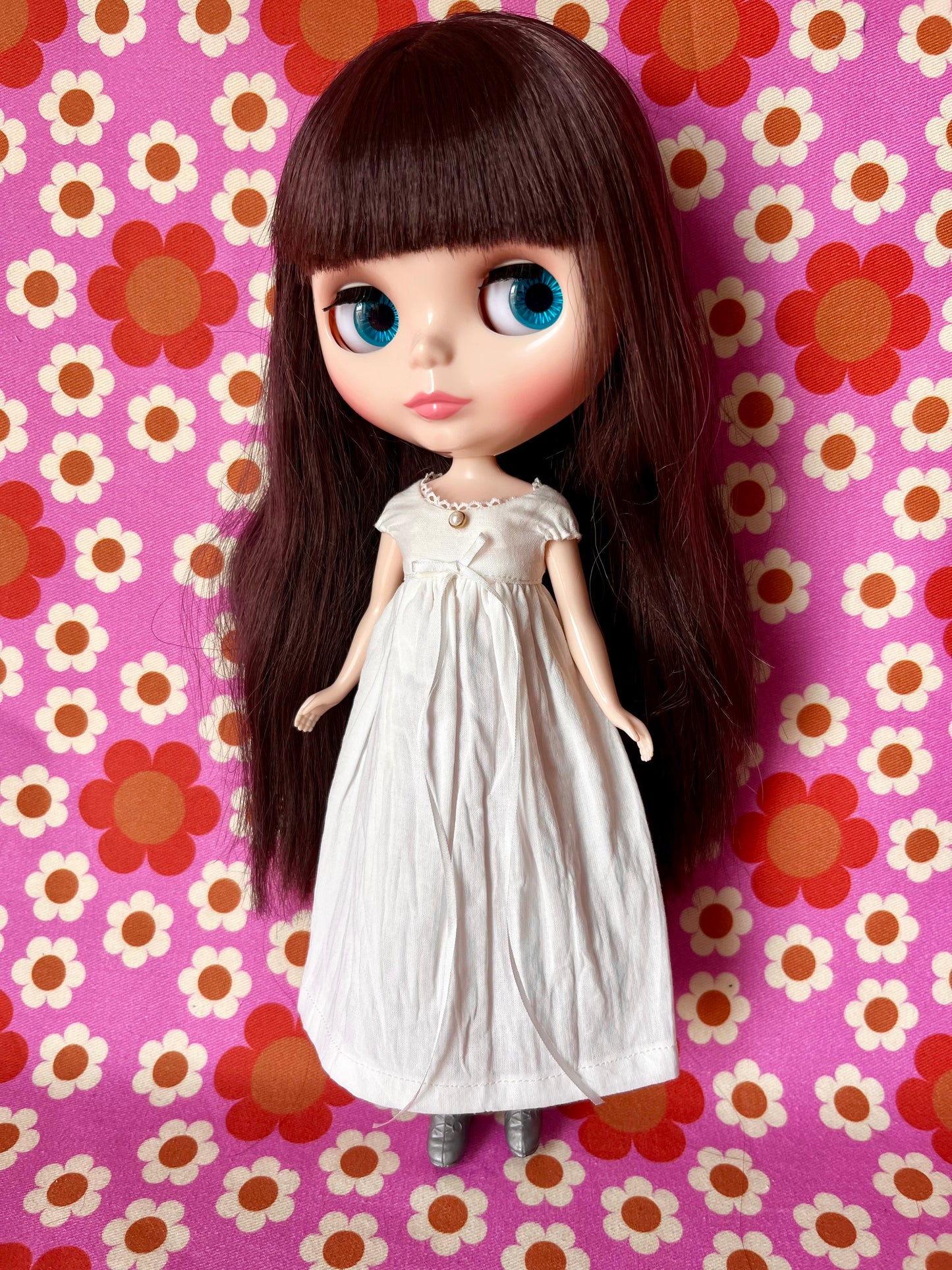 Jane Austen Long White Dress with Silk Bow