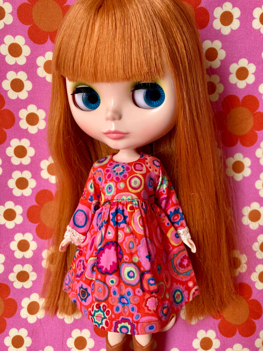 Paperweight Red Long Sleeve Dress for Blythe Doll