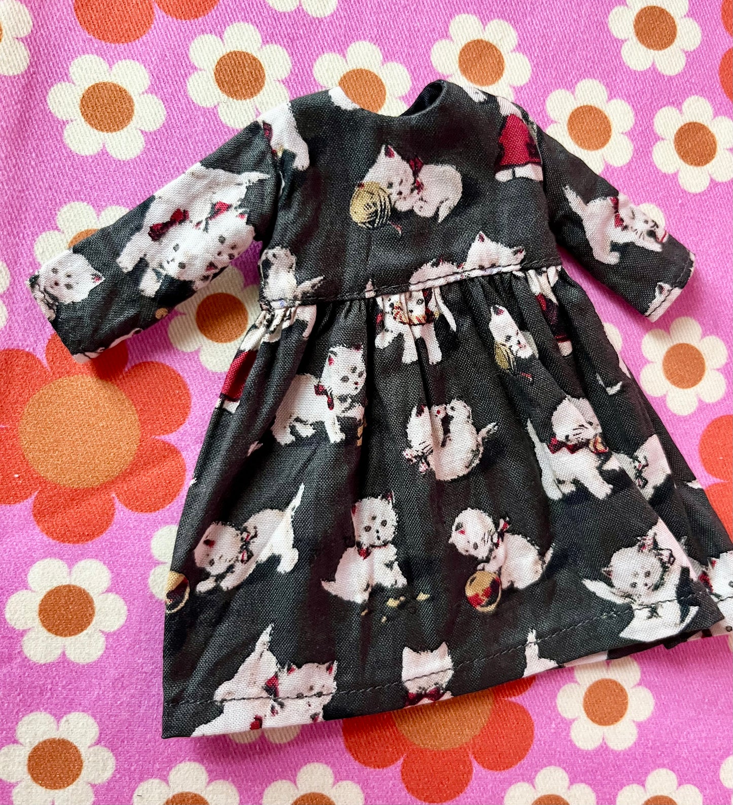 Christmas Kittens Long Sleeve Dress for Blythe Doll