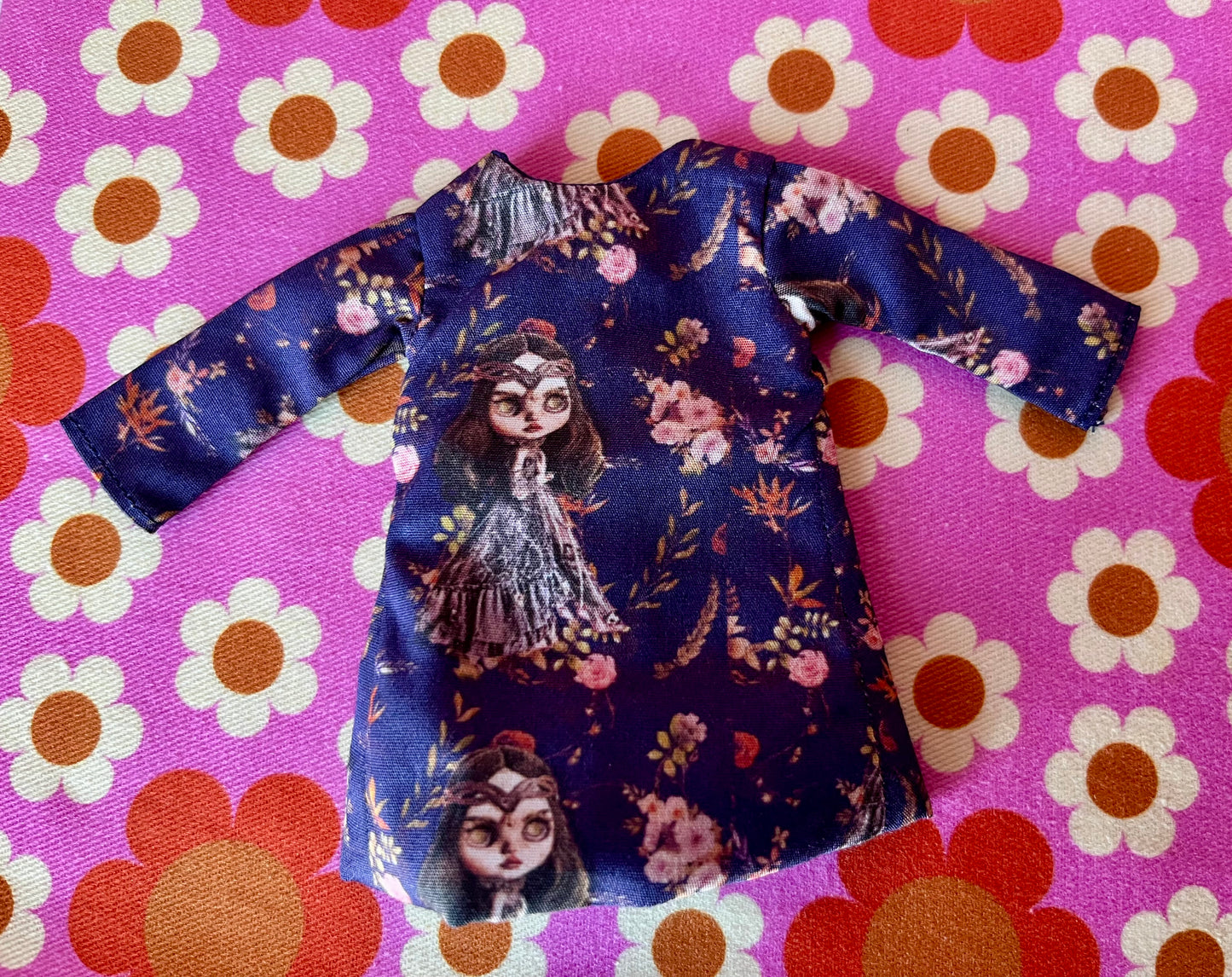 Splattergirl Purple Fabric Long Sleeve Shift Dress for Blythe Doll