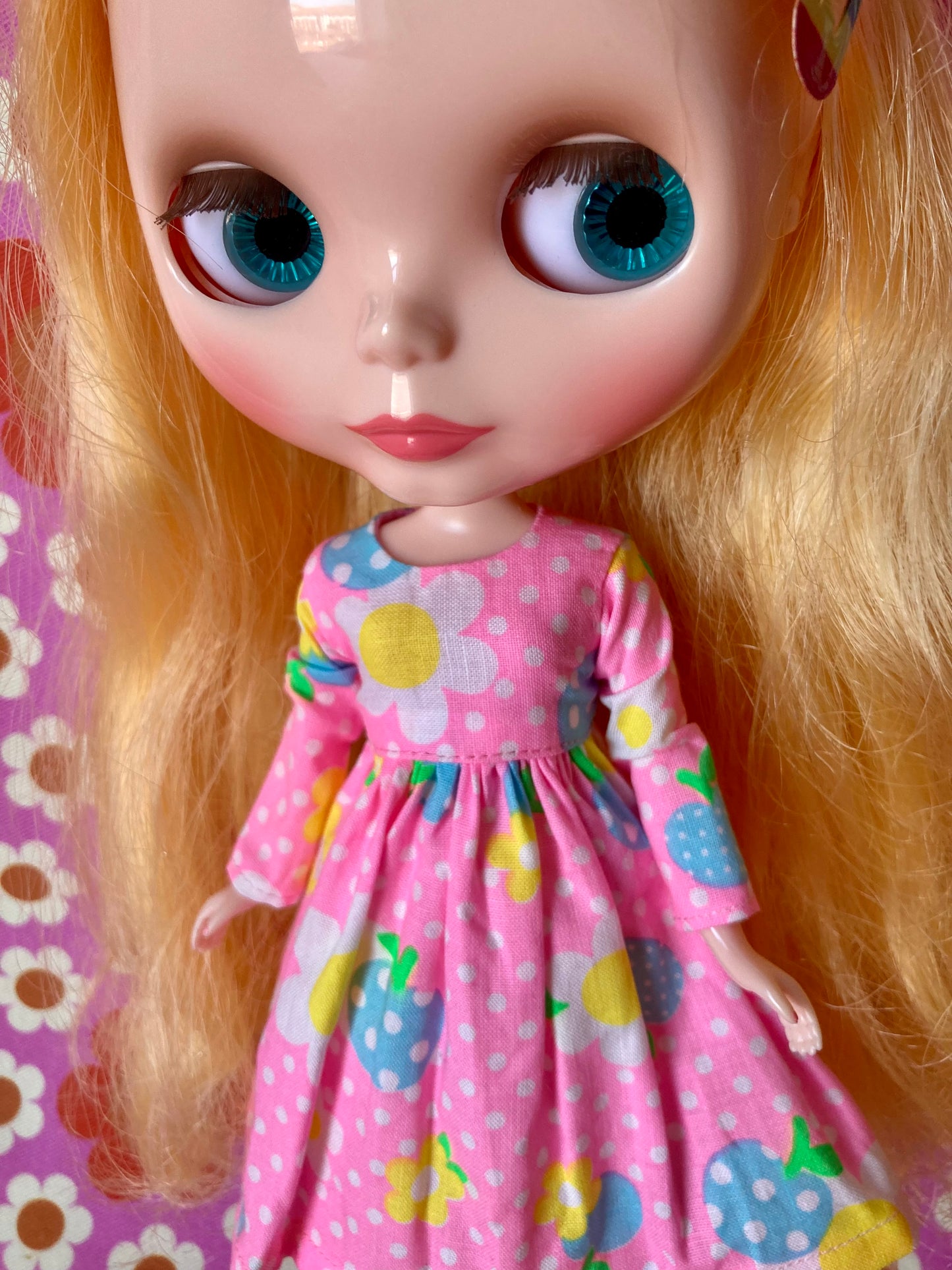 Pink Daisy Long Sleeve Dress for Blythe Dollar