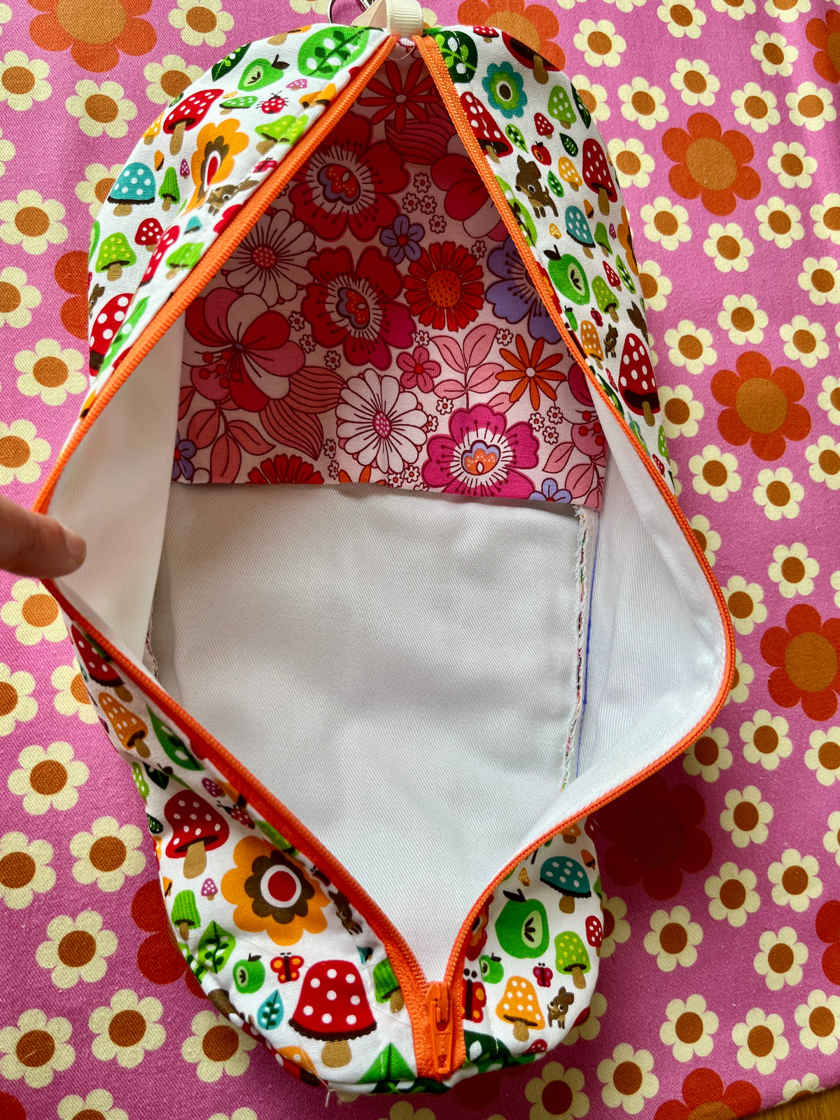 Mushroom print fabric Blythe Doll Cary Case Neo-Blythe size