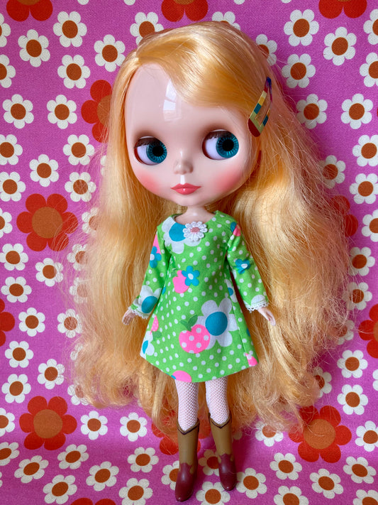 Neon Daisy Mod Shift dress with sleeves
