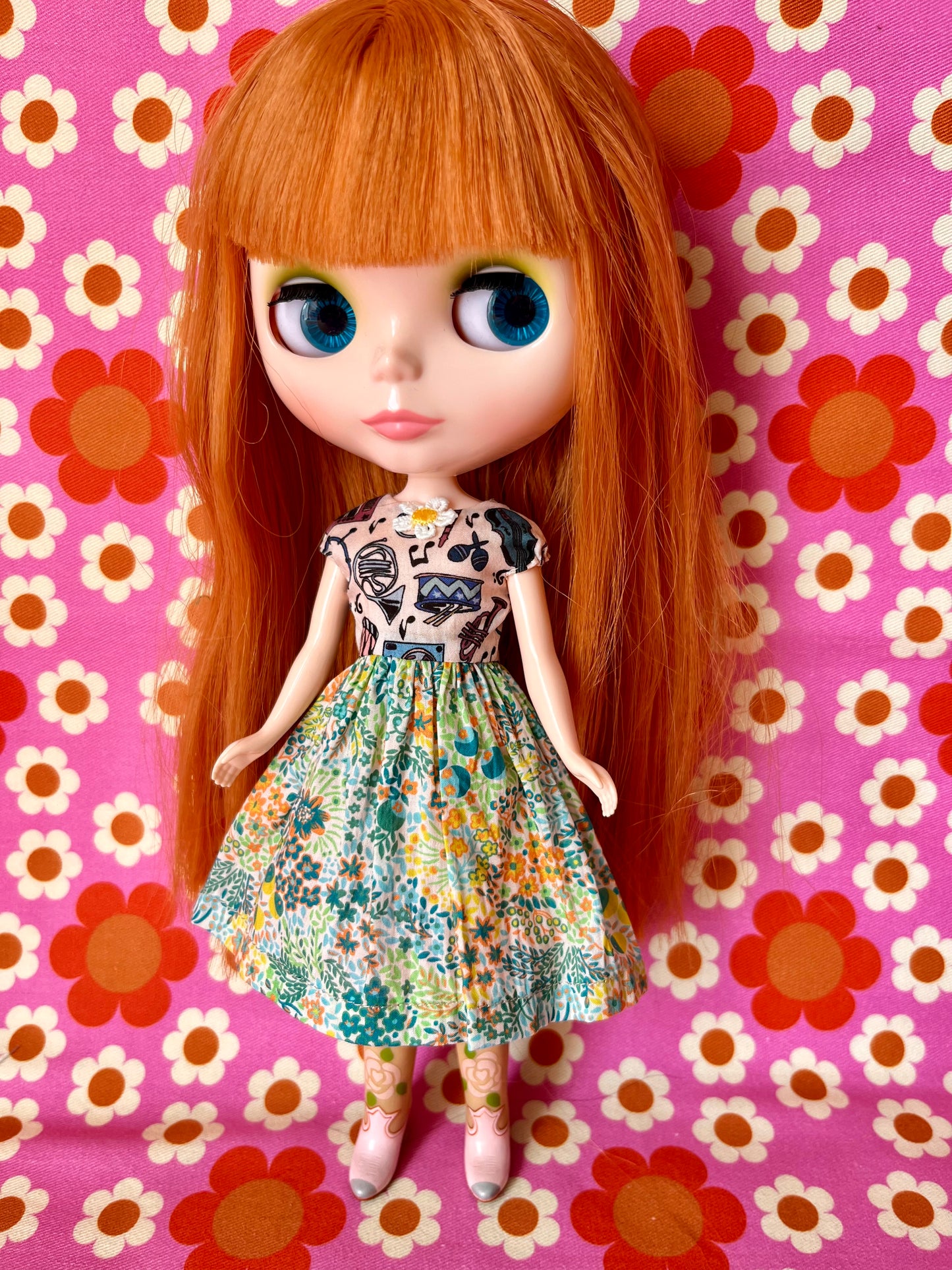 Liberty Cap Sleeve Dress for Blythe Doll