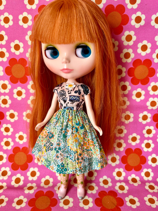 Liberty Cap Sleeve Dress for Blythe Doll
