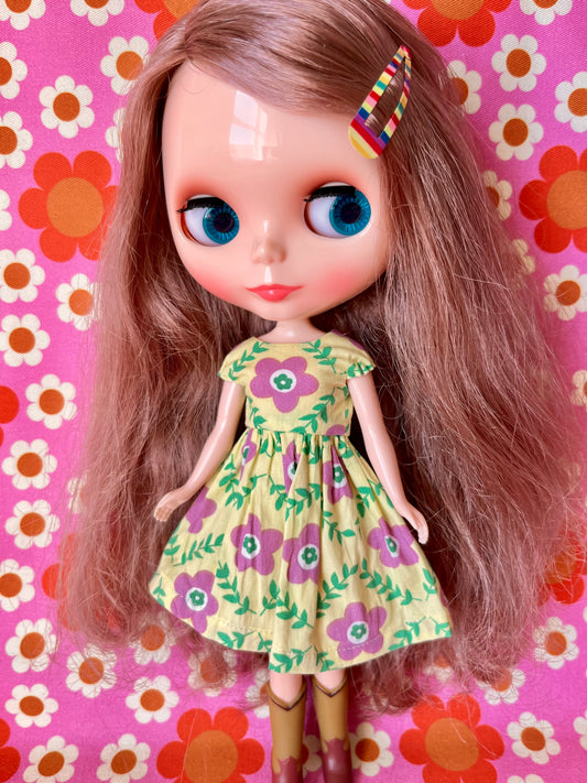 Yellow Daisy Summer Cap Sleeve Dress for Blythe Doll