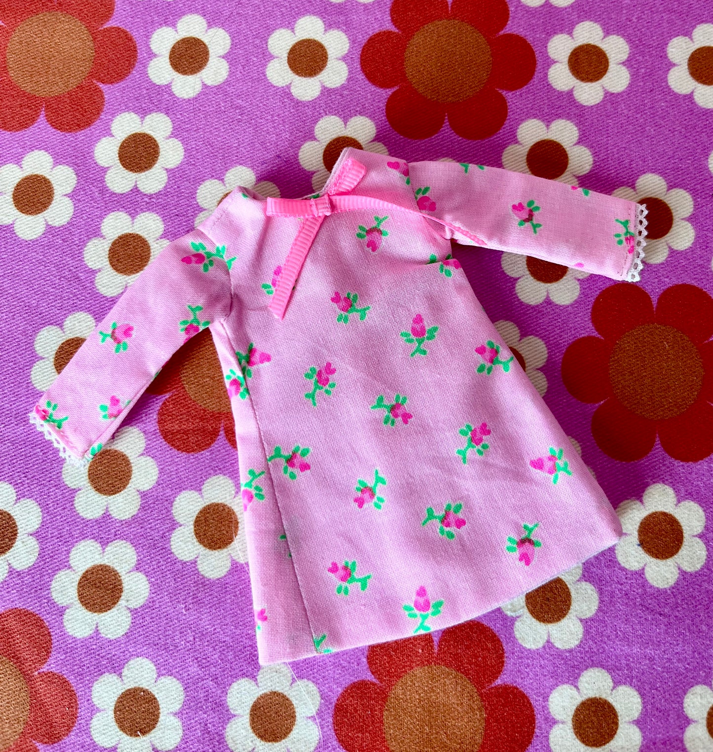 Pink Neon Rosebud Mod Shift dress with sleeves