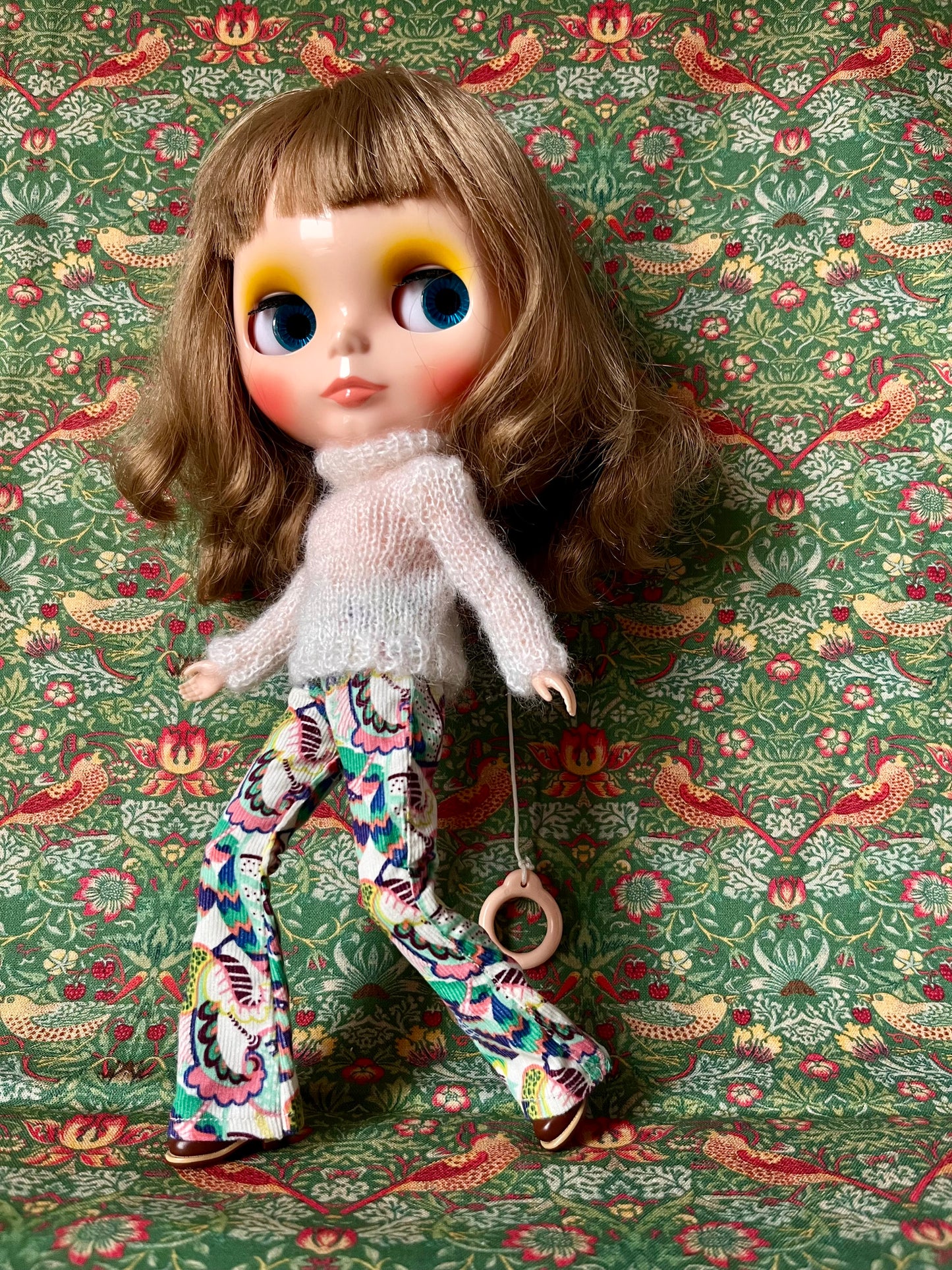 Liberty Corduroy Flared Trousers & Mohair Sweater Set for Blythe Doll