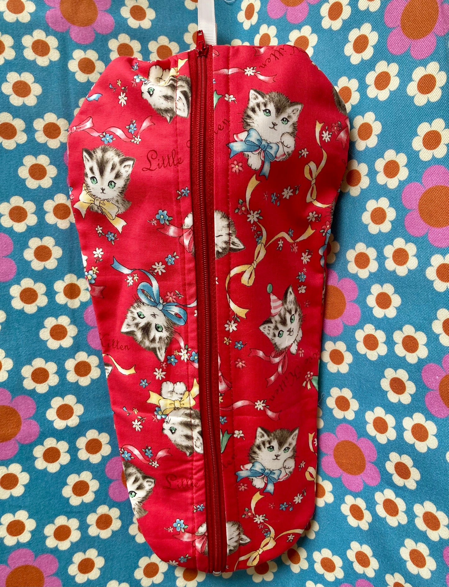 Red Party Kitten fabric Blythe Doll Cary Case Neo-Blythe size