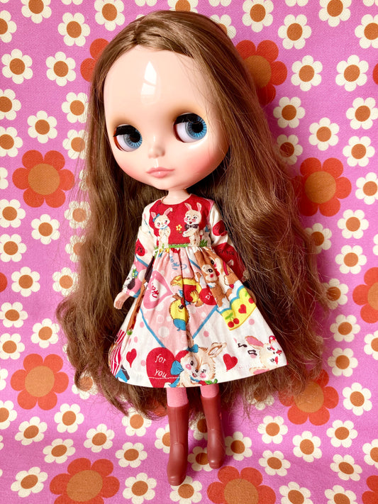Heart Bunnies Dress for Blythe Doll