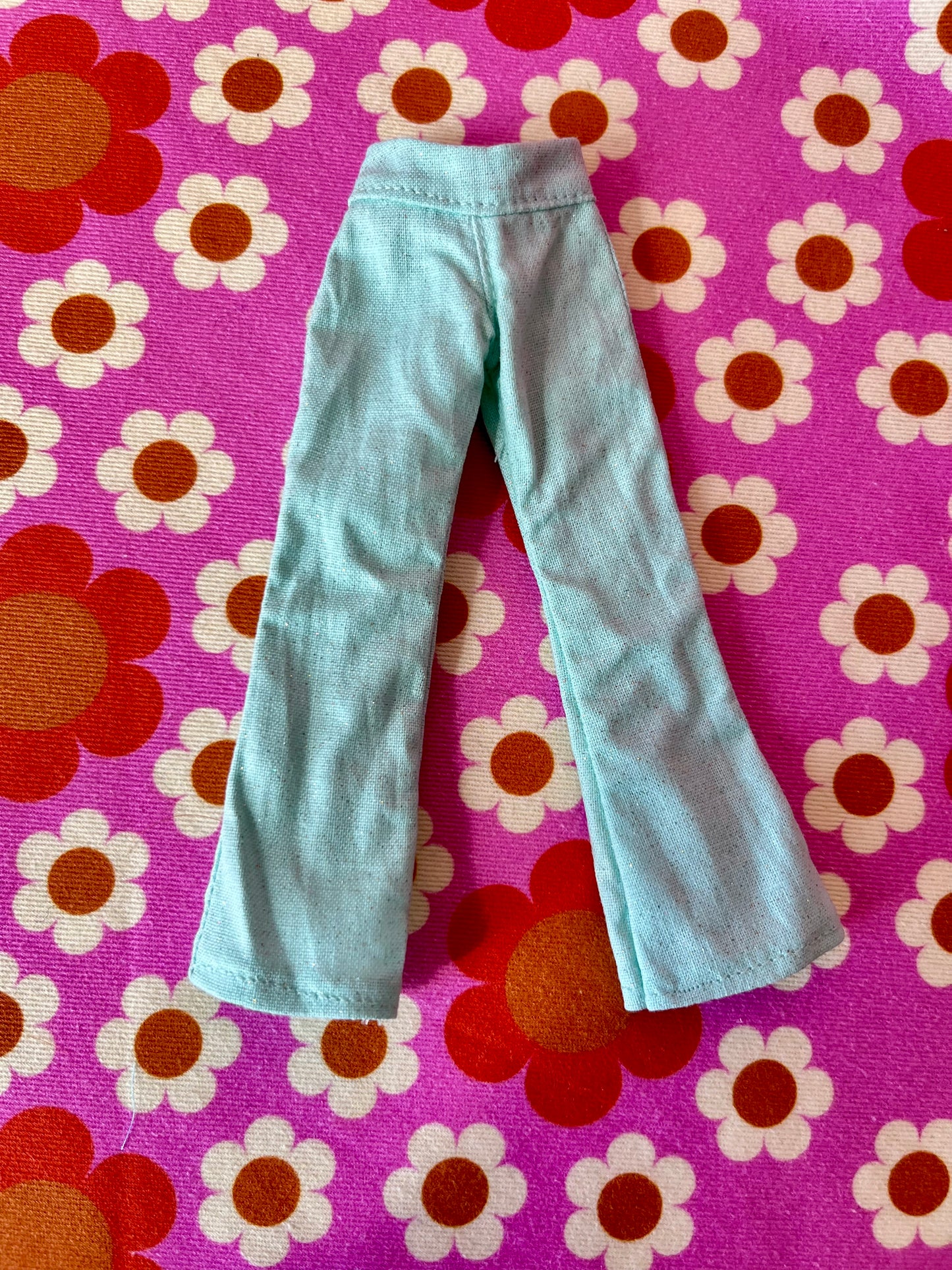 Mint Green Glitter Sparkle Flared Jeans Trousers for Blythe Doll Limited!