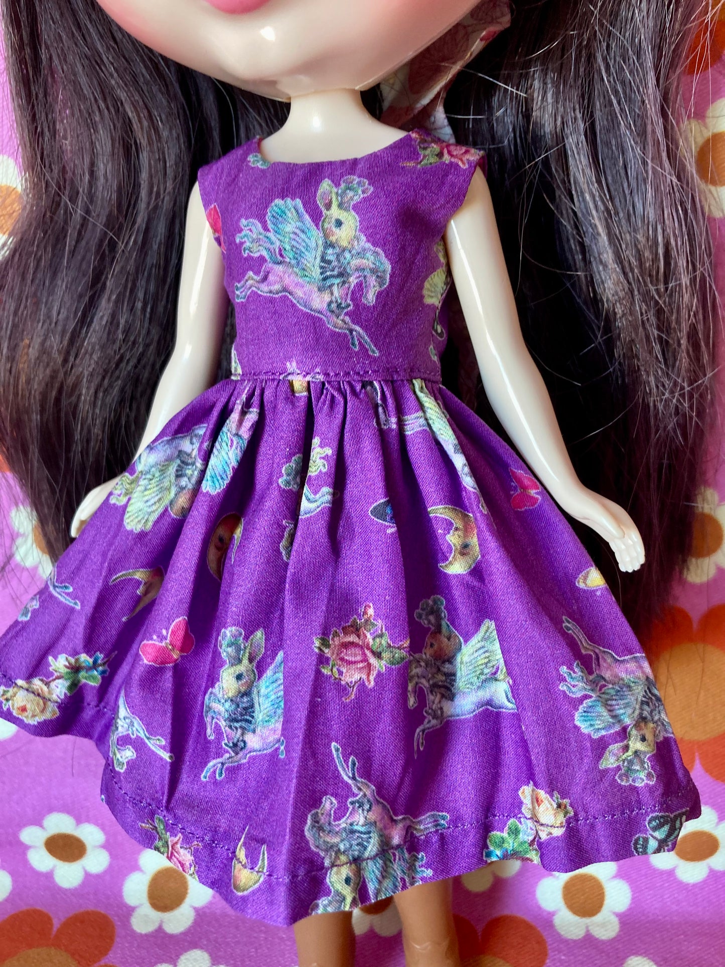 Joli Fleur Purple Flying Bunny Dress for Blythe Doll