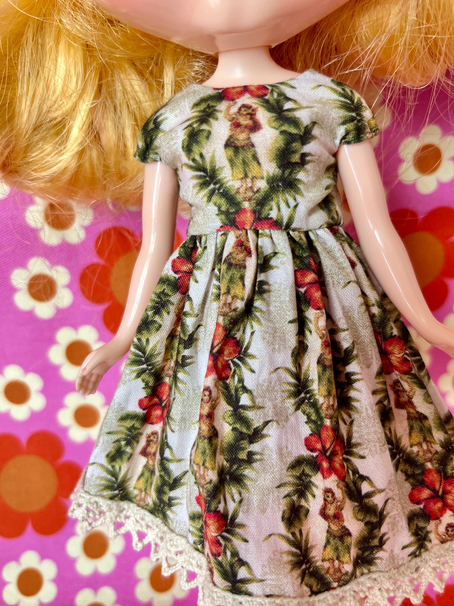 Hula Girl Summer Cap Sleeve Dress for Blythe Doll