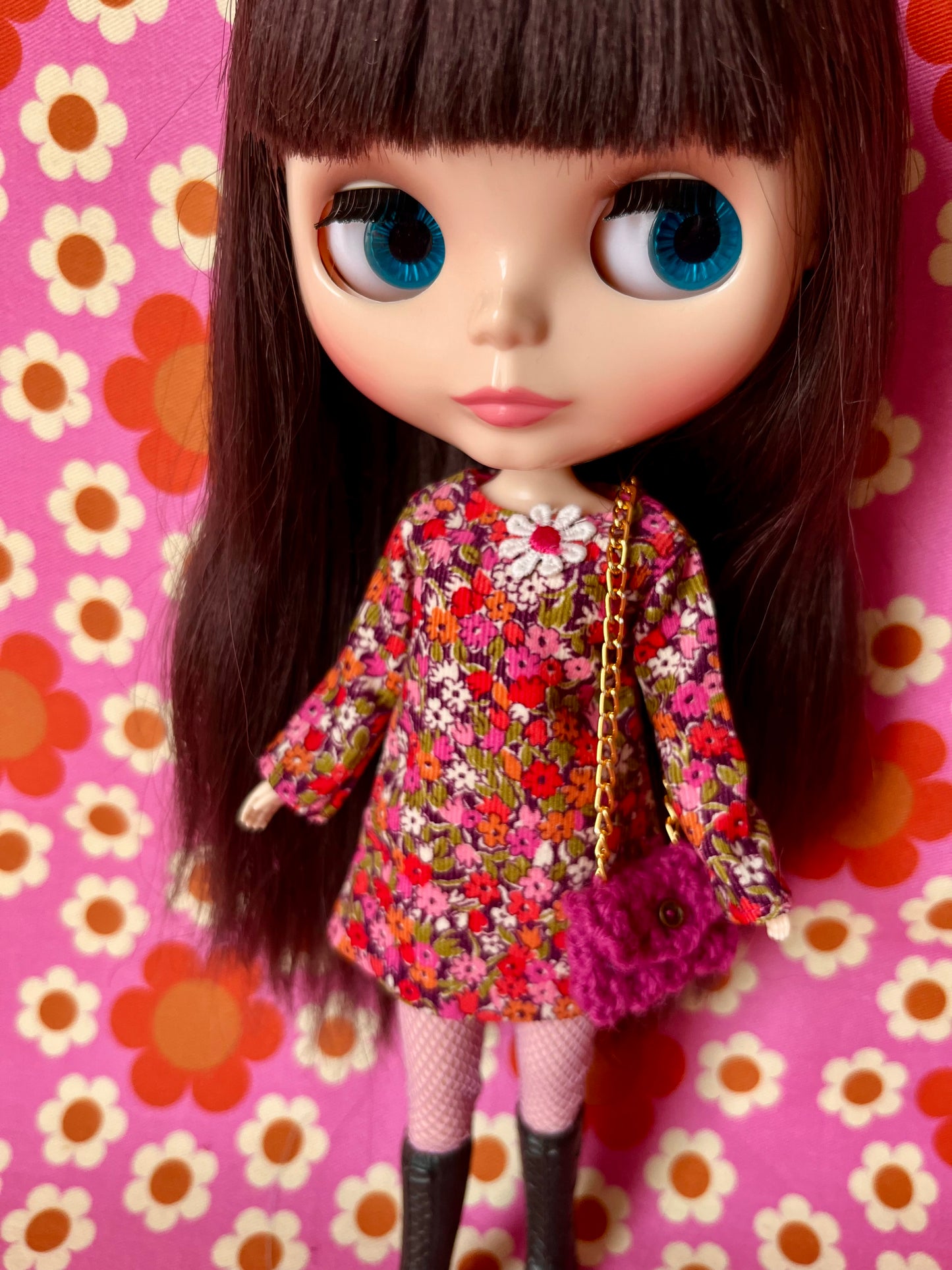 Liberty Corduroy Shift dress with sleeves & Bag which opens