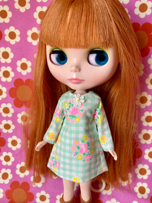 Neon Gingham Mod Shift dress with sleeves
