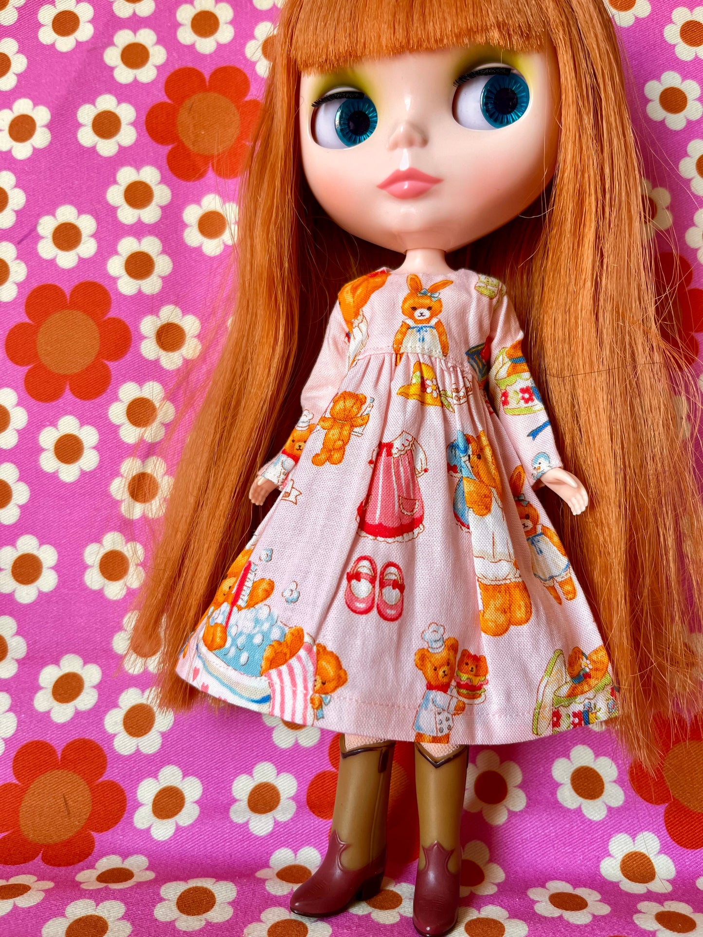 Pink Teddy Dress for Blythe Doll