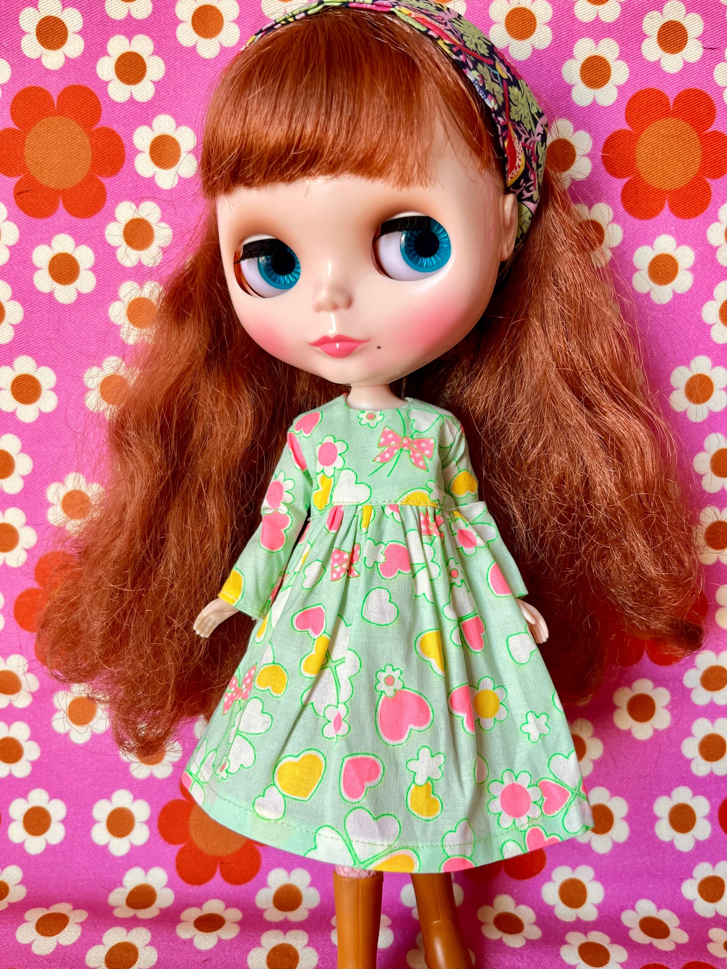Antique Pink Cute Daisy Clover Dress for Blythe Doll