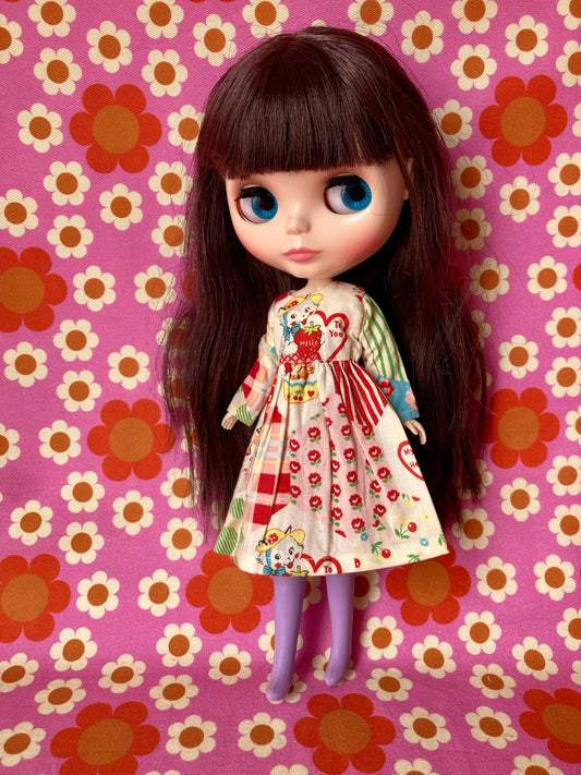 Hello Strawberry Cat Dress for Blythe Doll