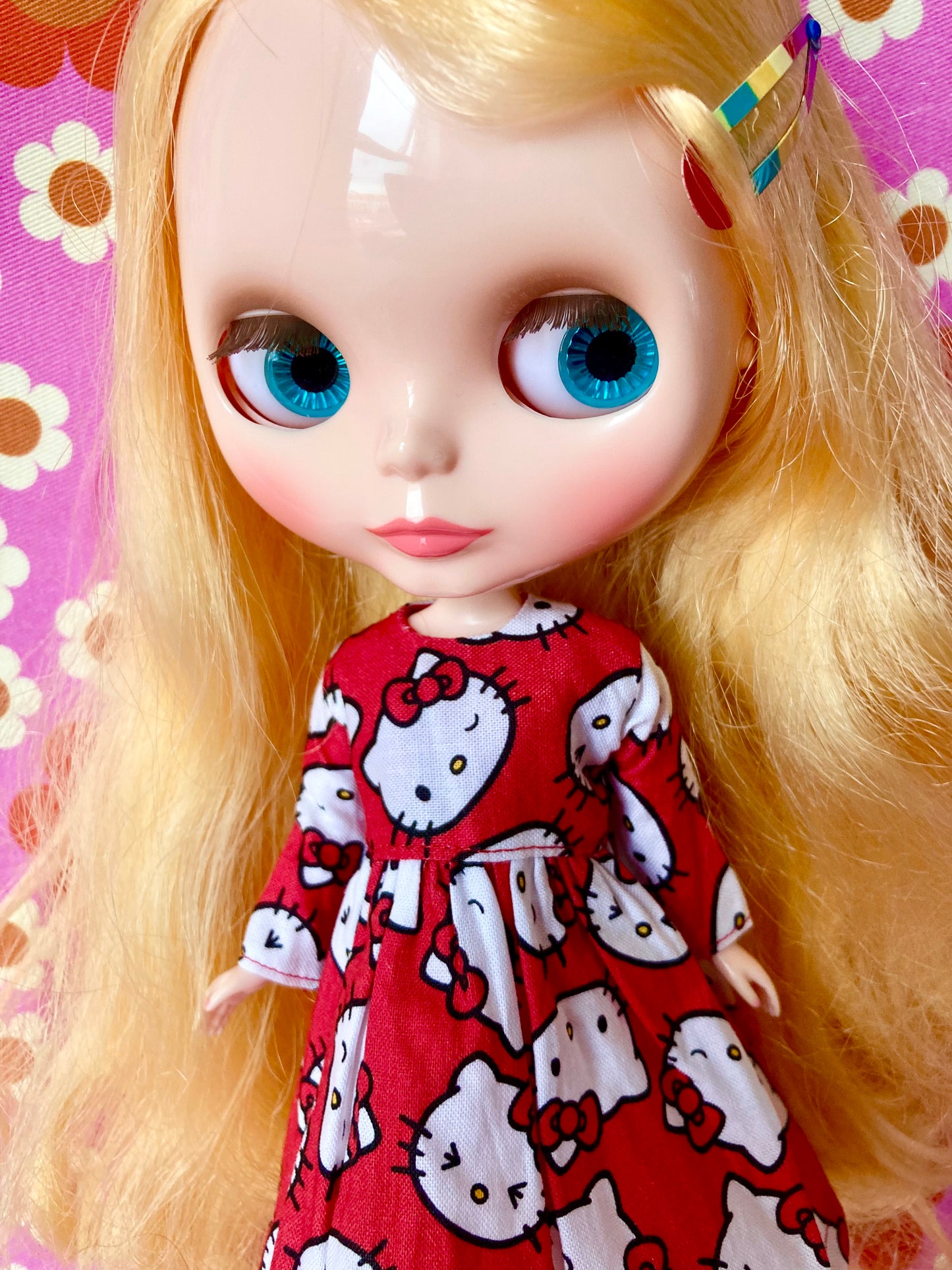 Cute Sanrio Hello Kitty Japanese Print Dress for Blythe Doll