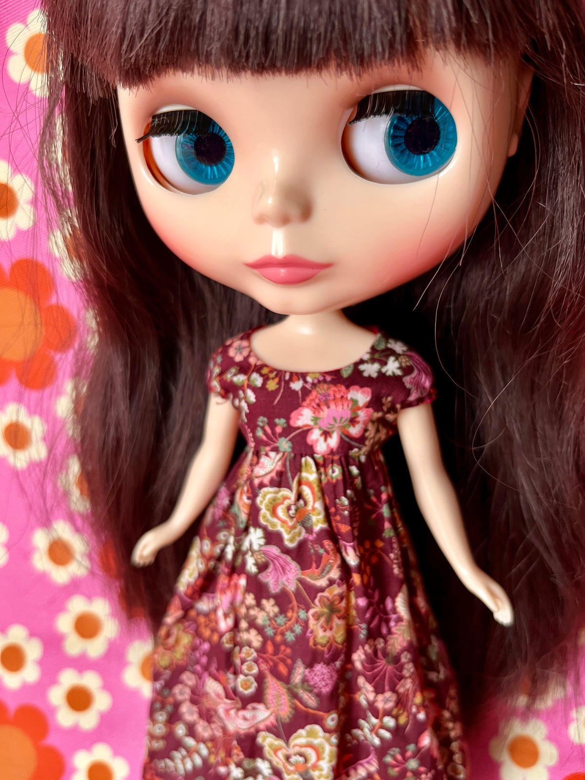 Goth Austen Liberty Regency Dress for Blythe Doll Burdundy Butterfly
