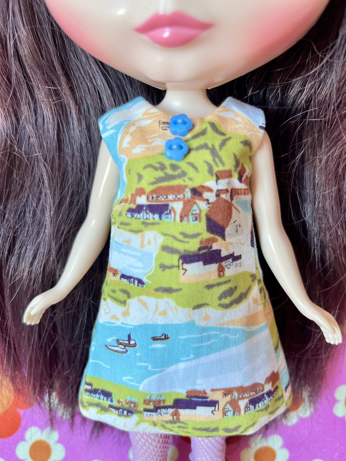Seaside Coastal Print Mod Cilla Shift dress