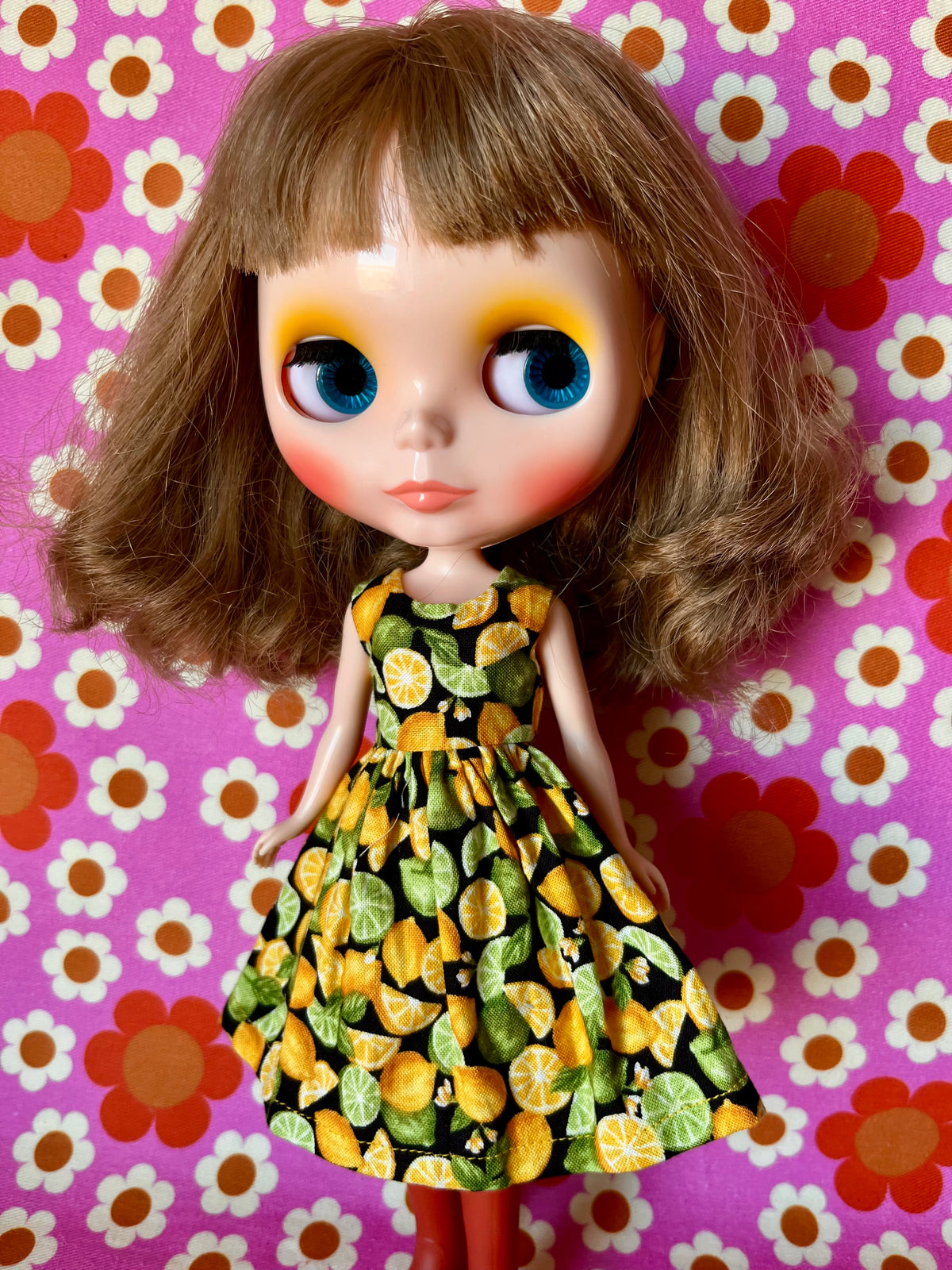 Lemons Summer Sleeveless Dress for Blythe Doll