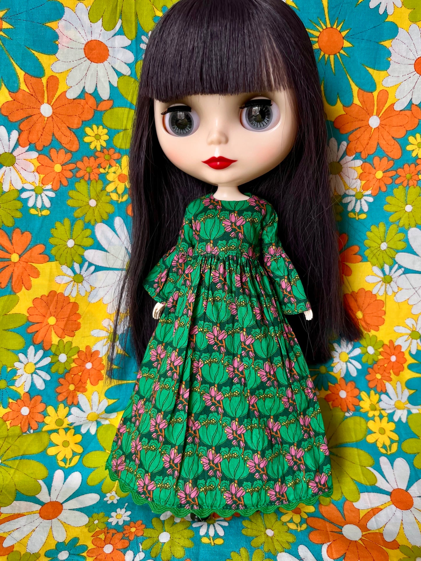 Liberty Tudor Tulip Green  Psychedelic Dress