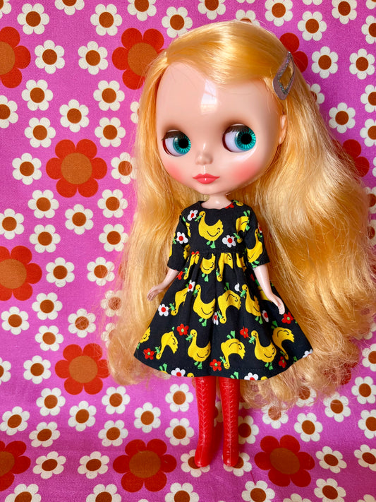 Cute Easter Hen Duck Print Dress for Blythe Doll