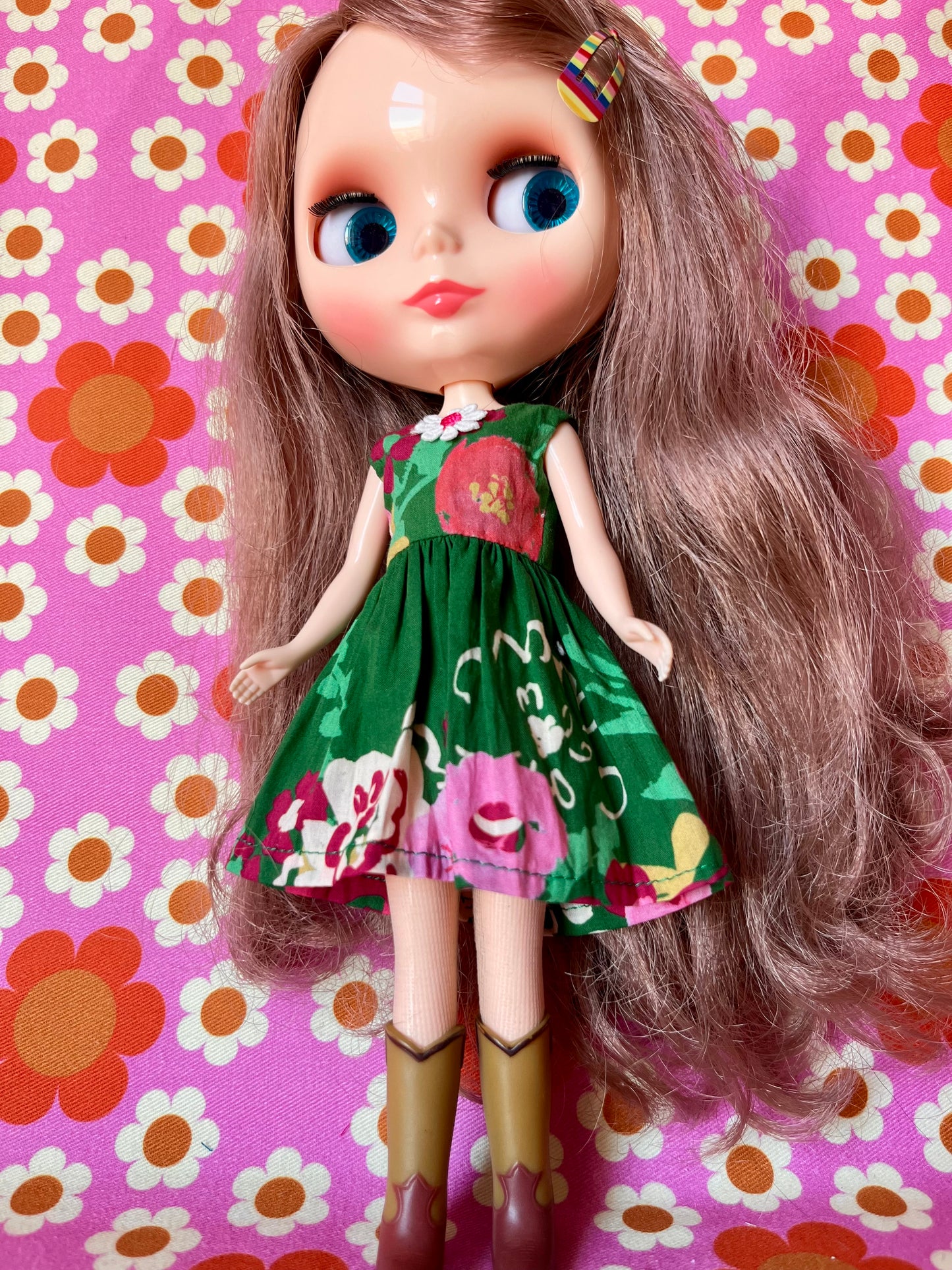 Green Floral Lawn Summer Simple Sleeveless Dress for Blythe