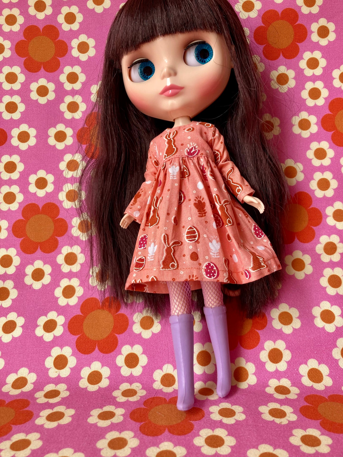 Orange Bunny Cute Print Dress for Blythe Doll