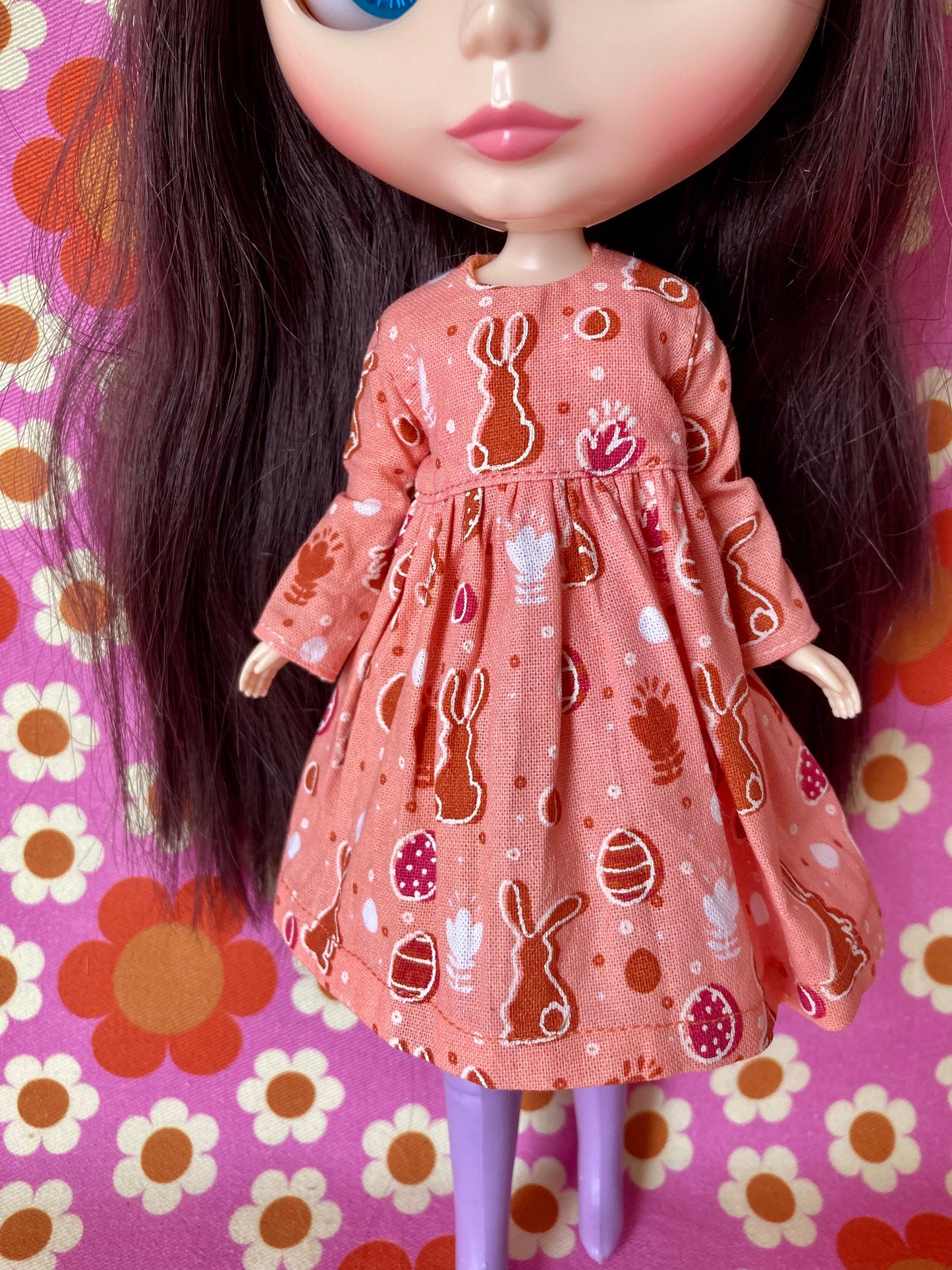 Orange Bunny Cute Print Dress for Blythe Doll