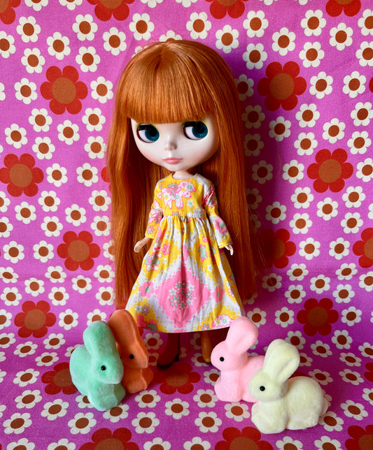 Yellow Easter Lamb Family Dress for Blythe Doll.