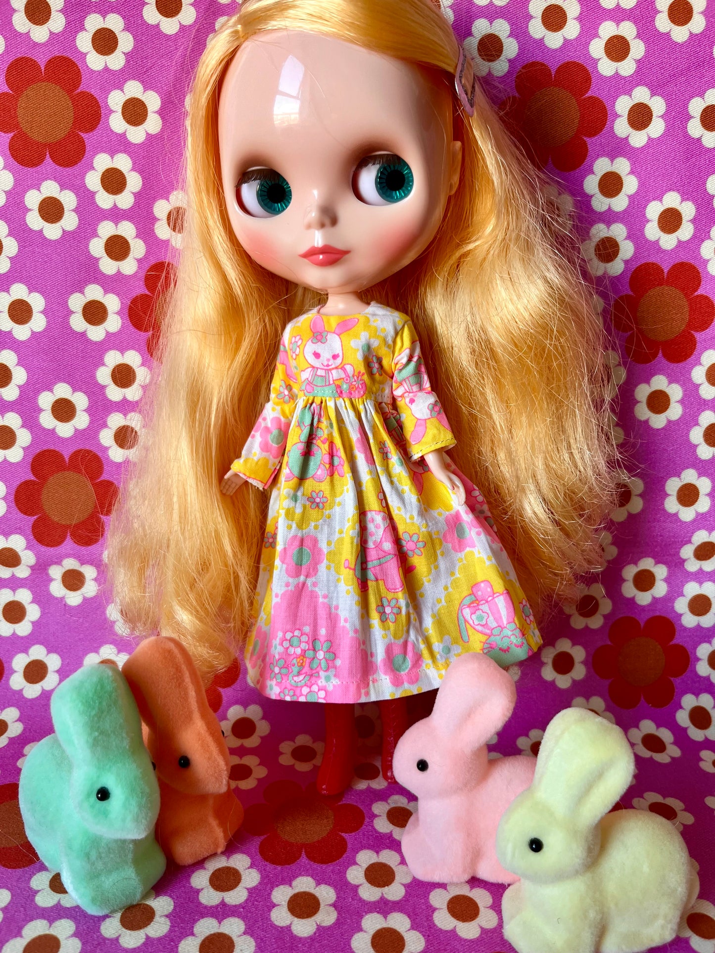 Yellow Easter Bunny Dress for Blythe Doll.
