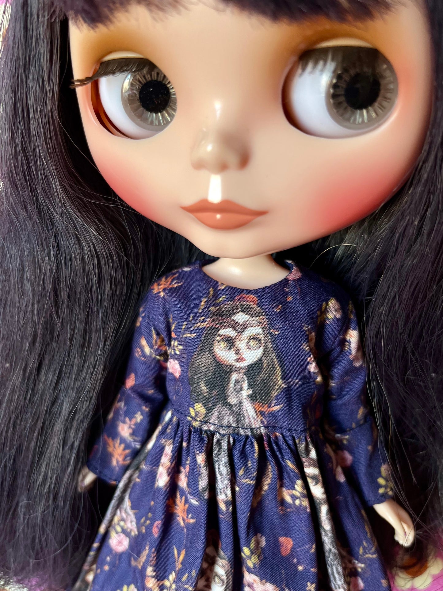 Splattergirl Purple Fabric Long Sleeve Dress for Blythe Doll