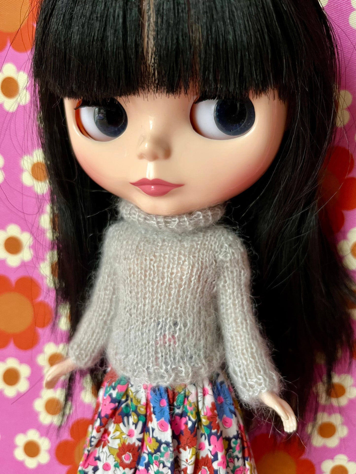 Liberty Skirt & Mohair Sweater Set for Blythe Doll