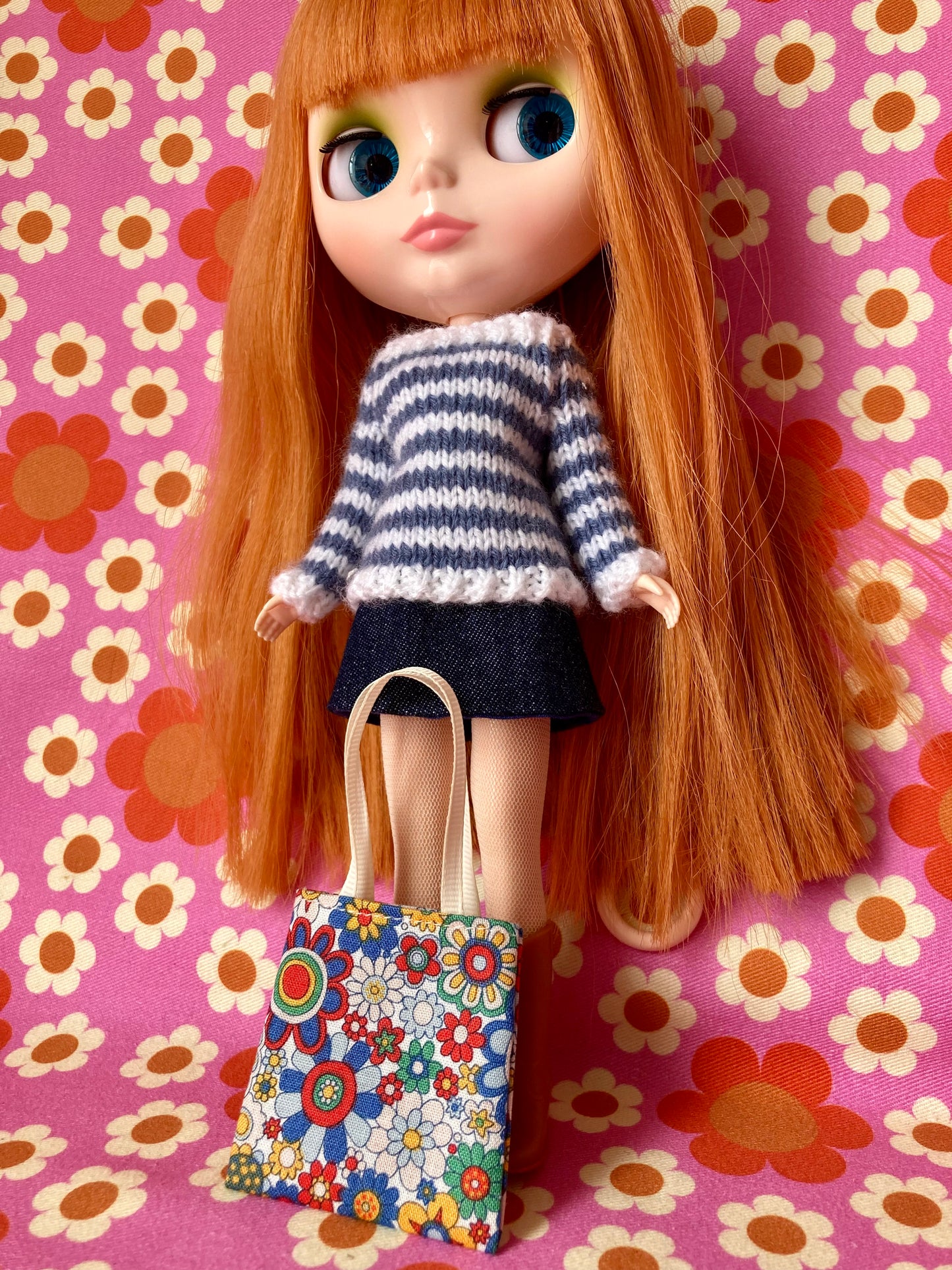Breton Sweater, Skirt & Bag for Blythe Doll