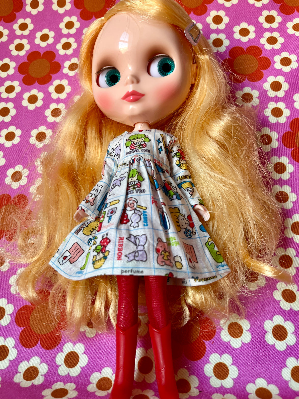 Cute Japanese Print Happy Thank You Dress for Blythe Doll