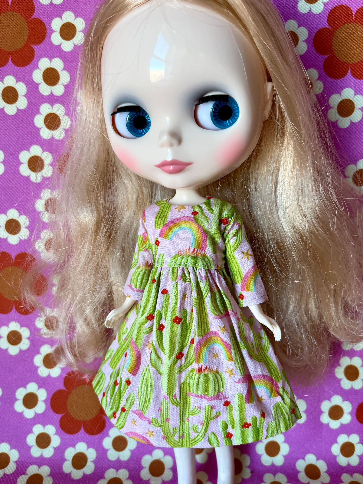 Cactus Landscape Long Sleeve Dress for Blythe Doll