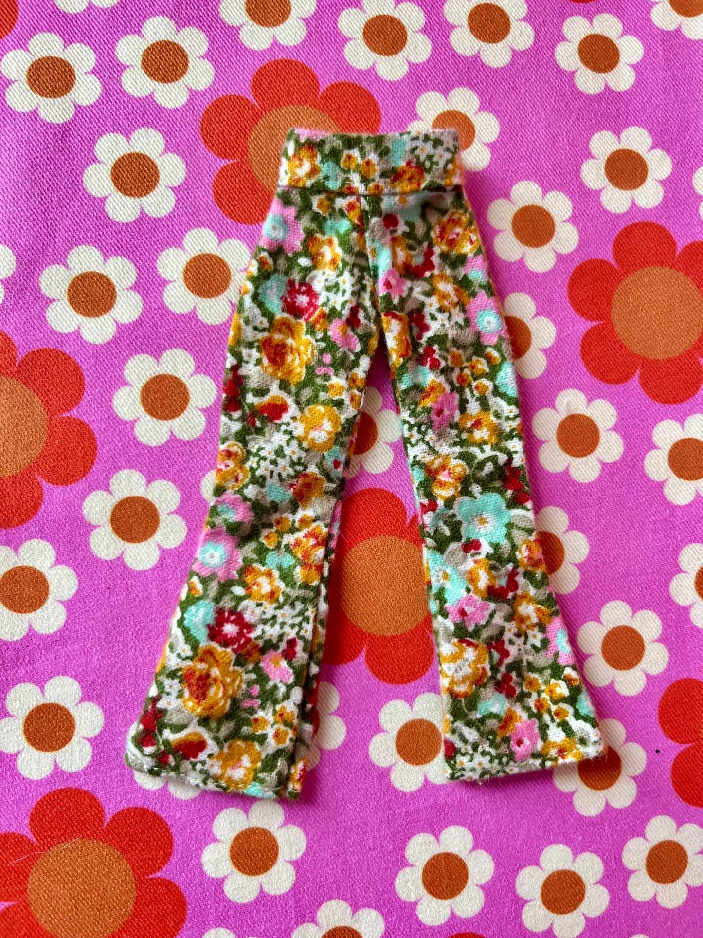 Green floral Flared Jeans Brushed Cotton Trousers for Blythe Doll