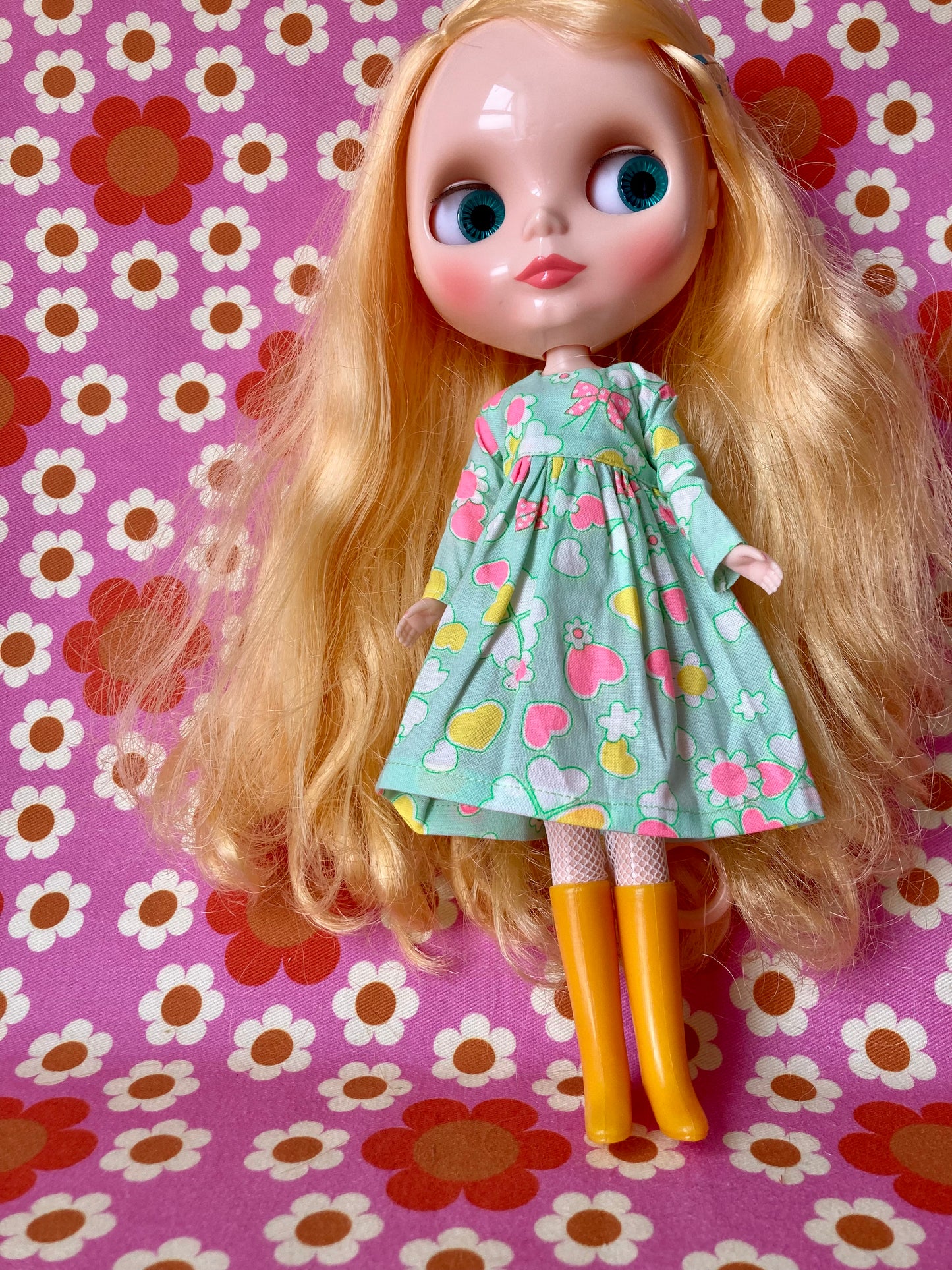 Antique Pink Cute Daisy Clover Dress for Blythe Doll