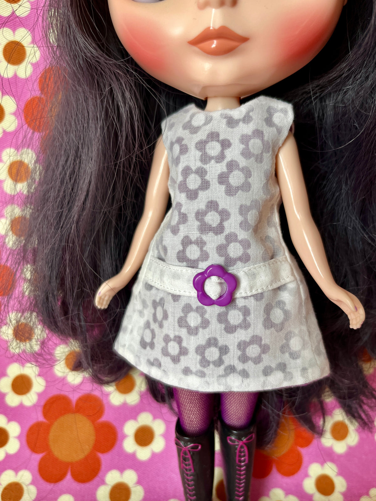 Purple Daisy Buckle Mod Cilla Shift dress