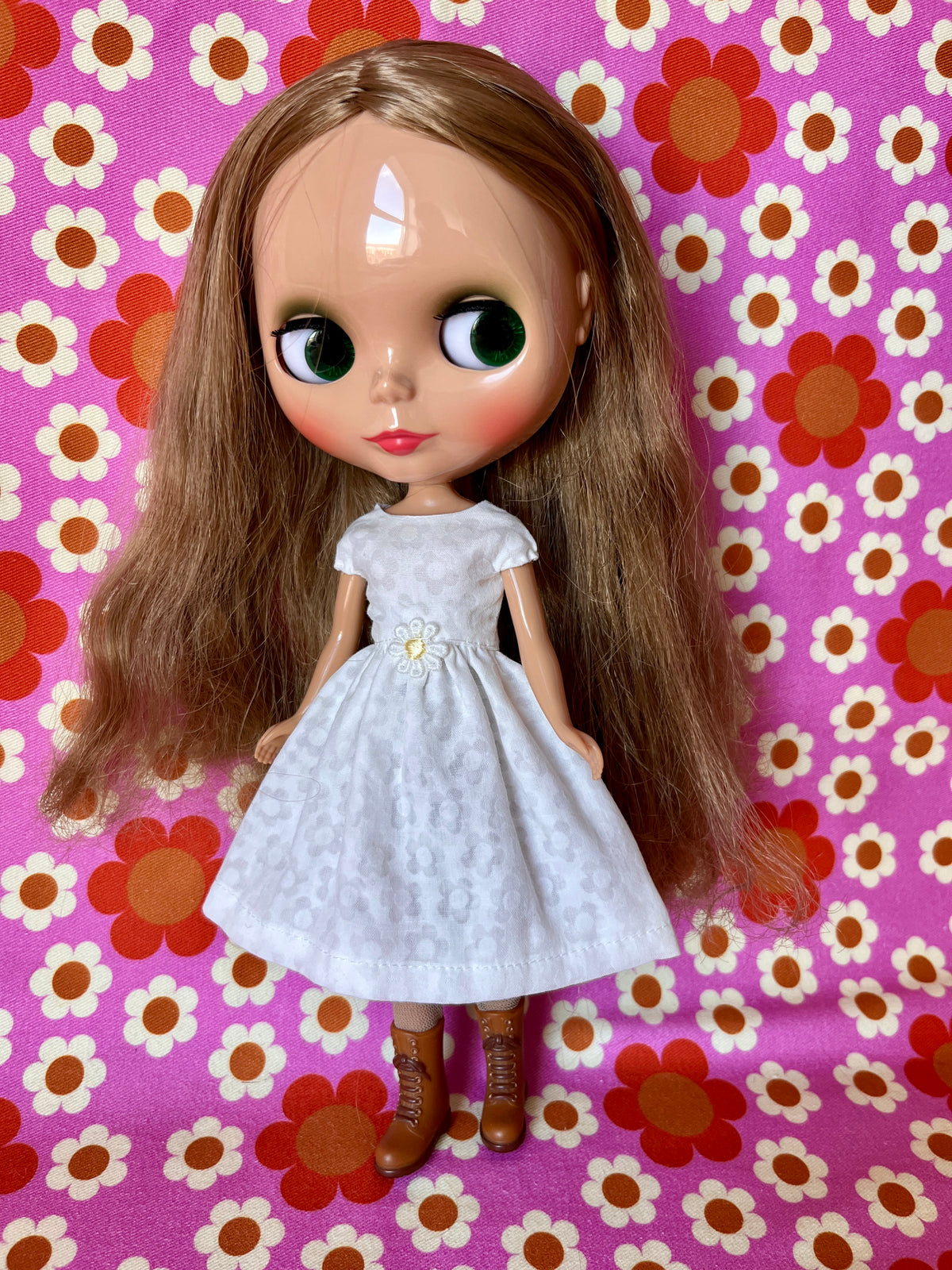 Daisy Cap Sleeve Dress for Blythe Doll (Yellow Daisy)
