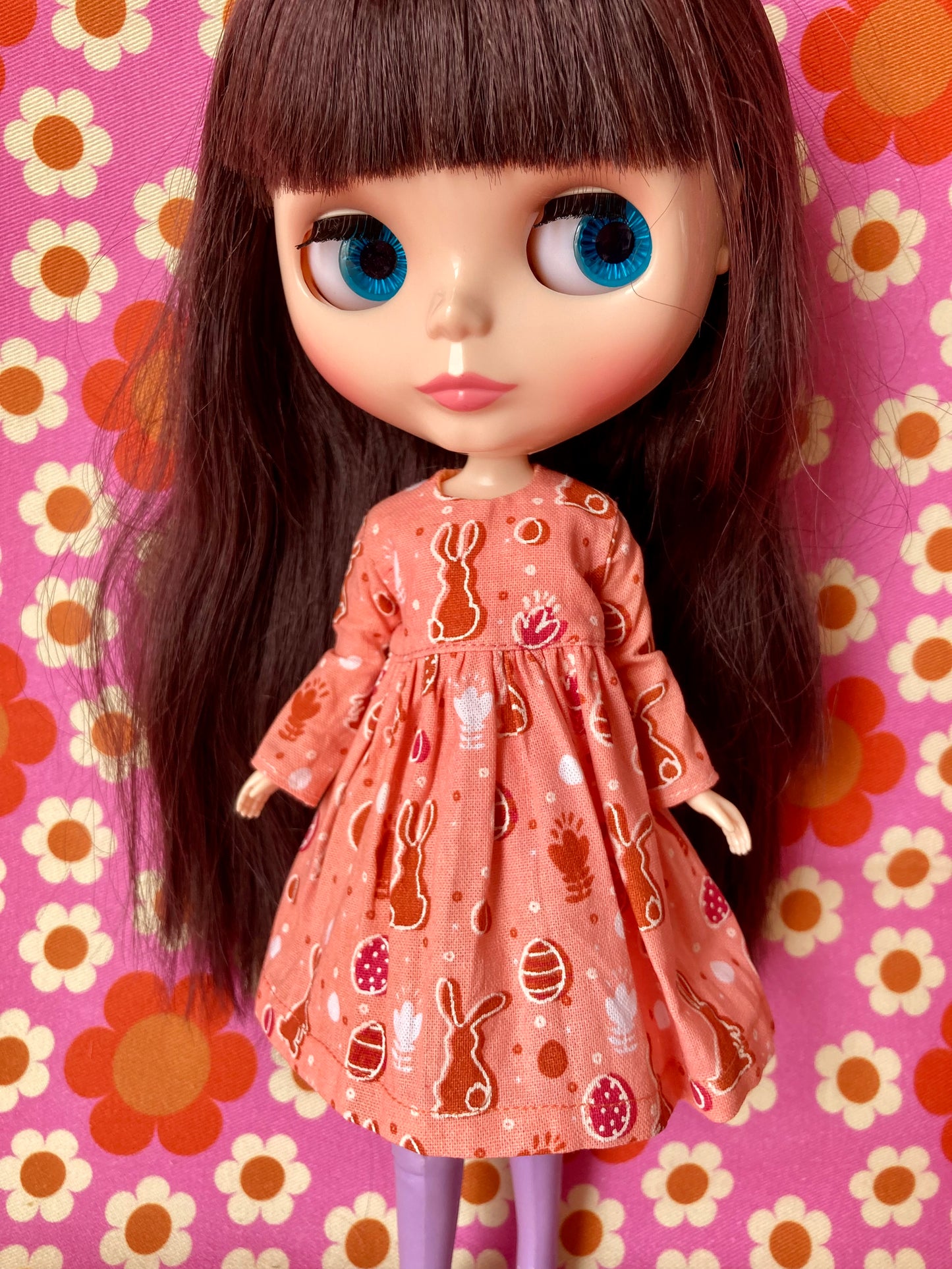 Orange Bunny Cute Print Dress for Blythe Doll
